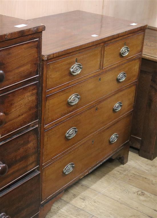 A Regency inlaid mahogany chest of drawers W.92cm